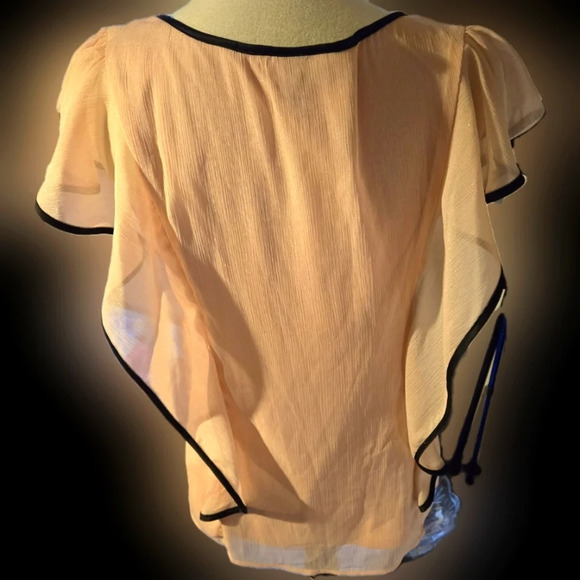 IZ Byer Junior Size M Ruffle Metallic Chiffon Top Color: Blush_Flaw - Picture 3 of 8